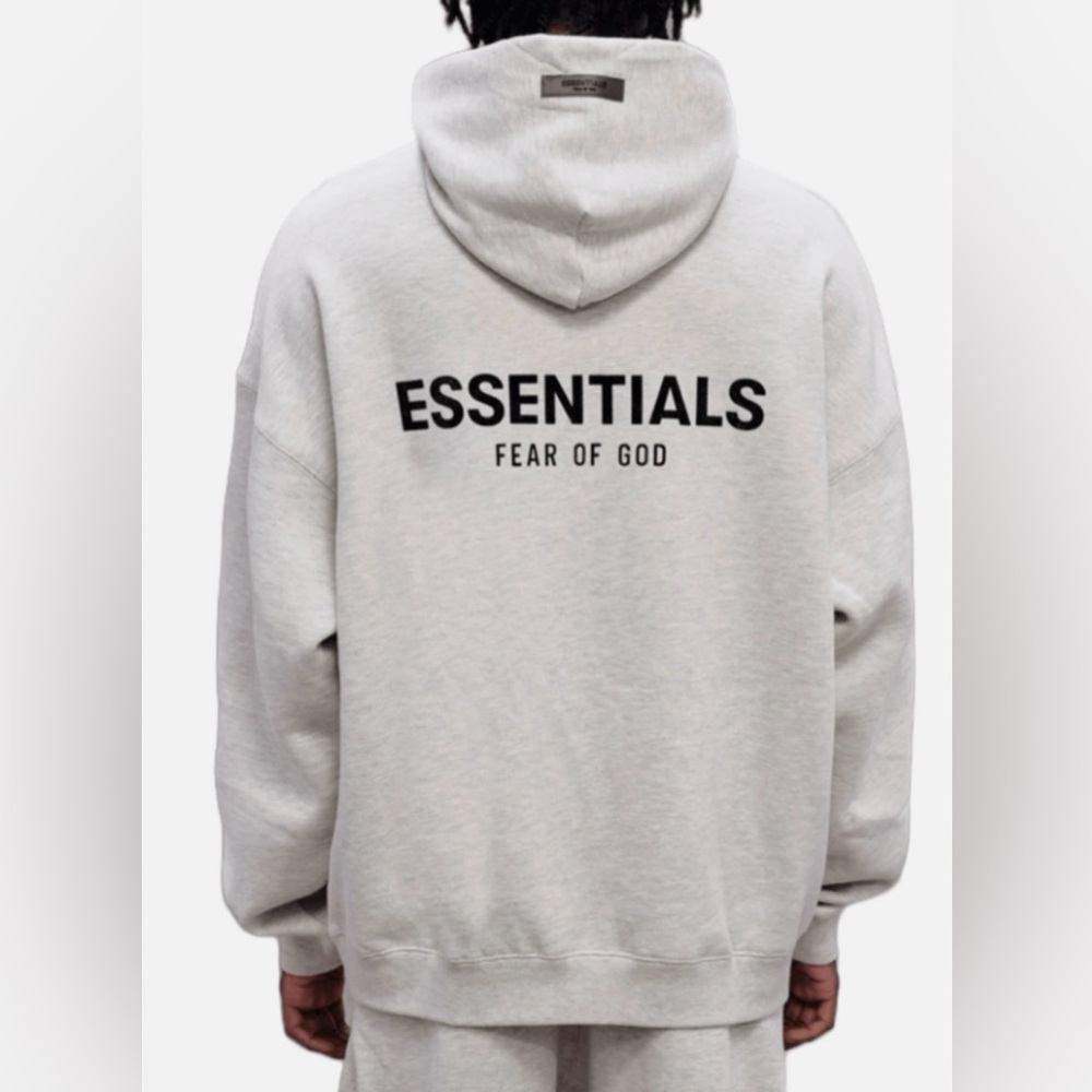Fear Of God Essentials Gray/ Light Oatmeal Hoodie Size Medium